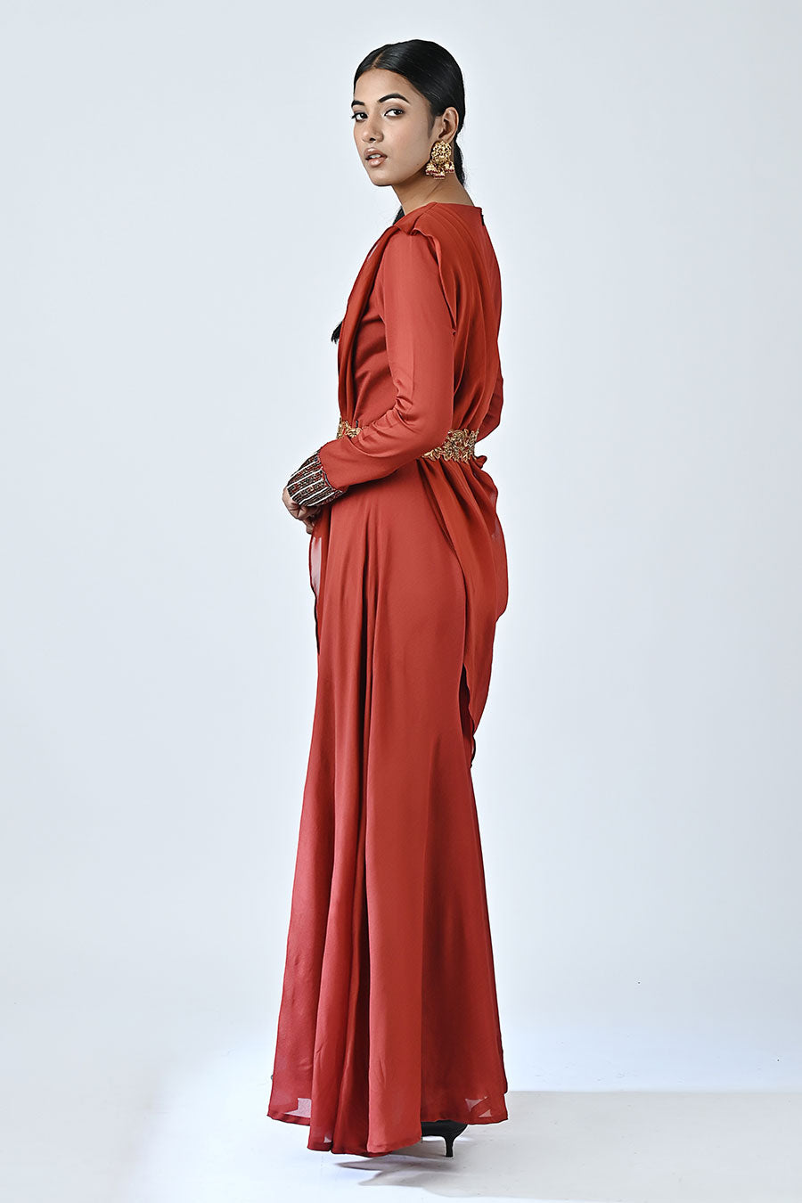 Red Merlot Ajrakh Jumpsuit