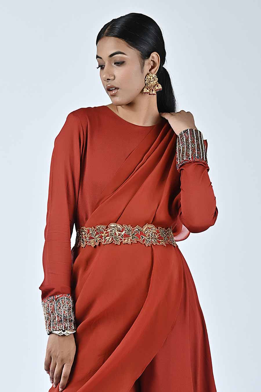 Red Merlot Ajrakh Jumpsuit