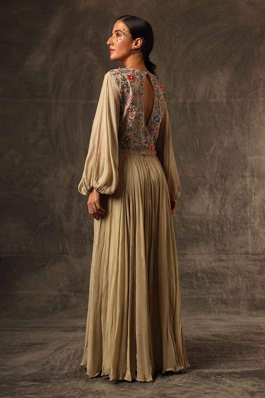 Sand Brown Gathered Gown