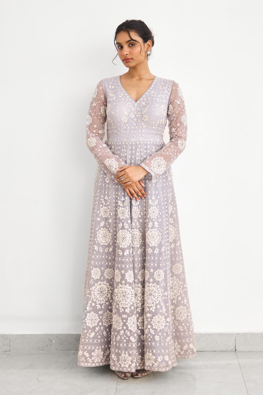 Grey Azure Air Embellished Gown