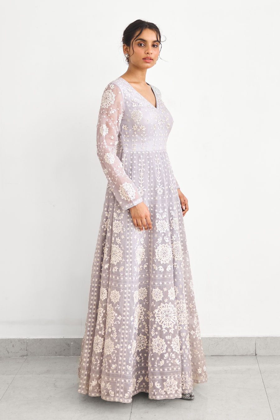 Grey Azure Air Embellished Gown