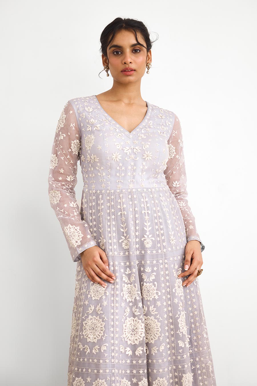 Grey Azure Air Embellished Gown
