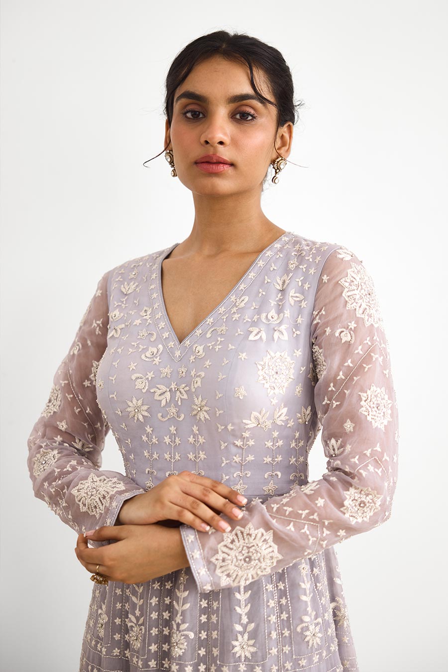 Grey Azure Air Embellished Gown