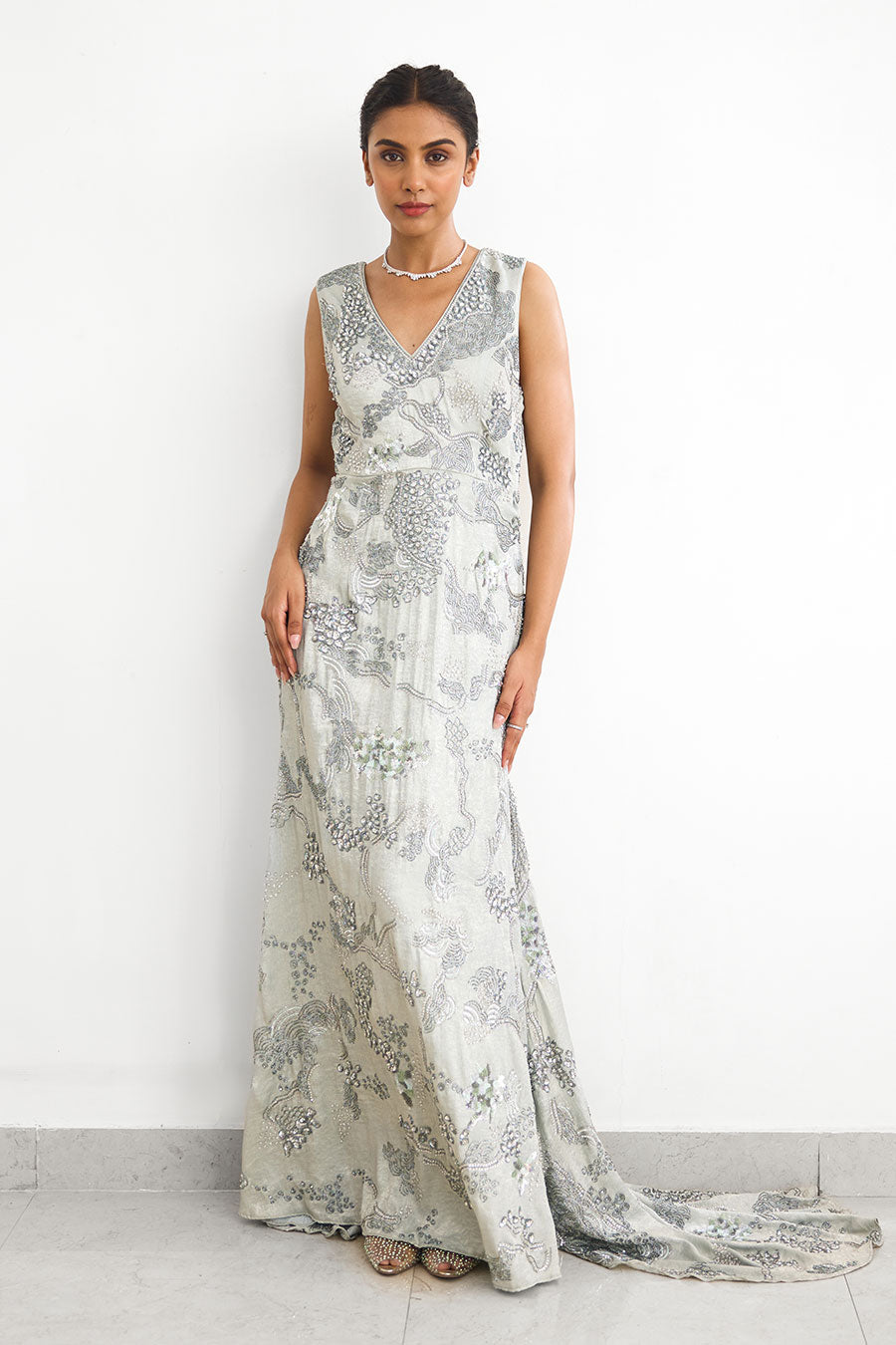 Green Sea Breeze Embellished Gown