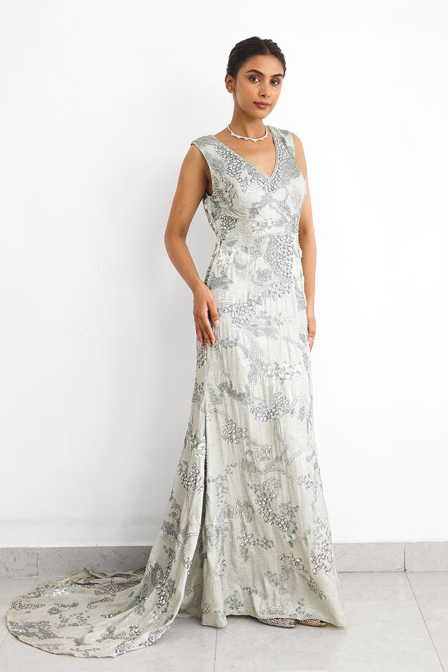 Green Sea Breeze Embellished Gown