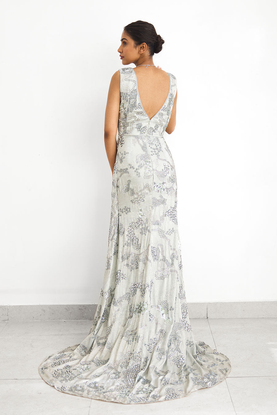 Green Sea Breeze Embellished Gown