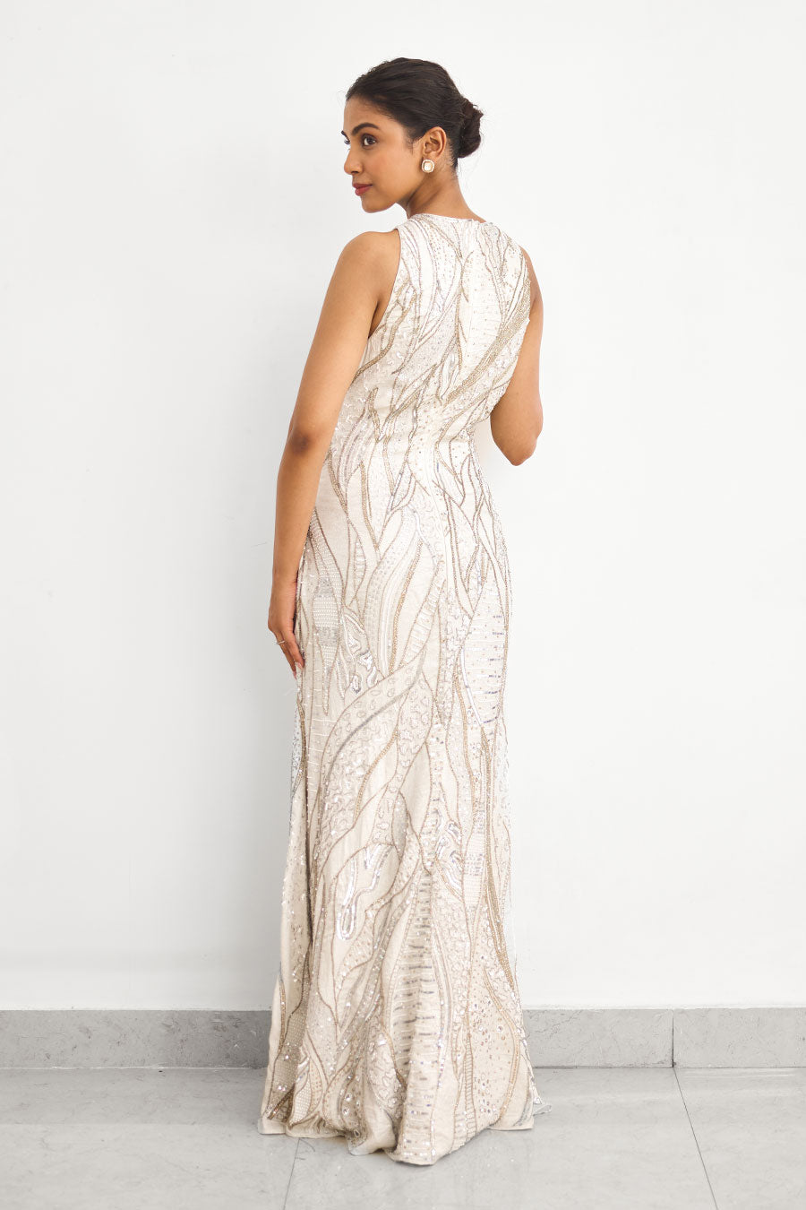 Ivory Gold Frost Embellished Gown