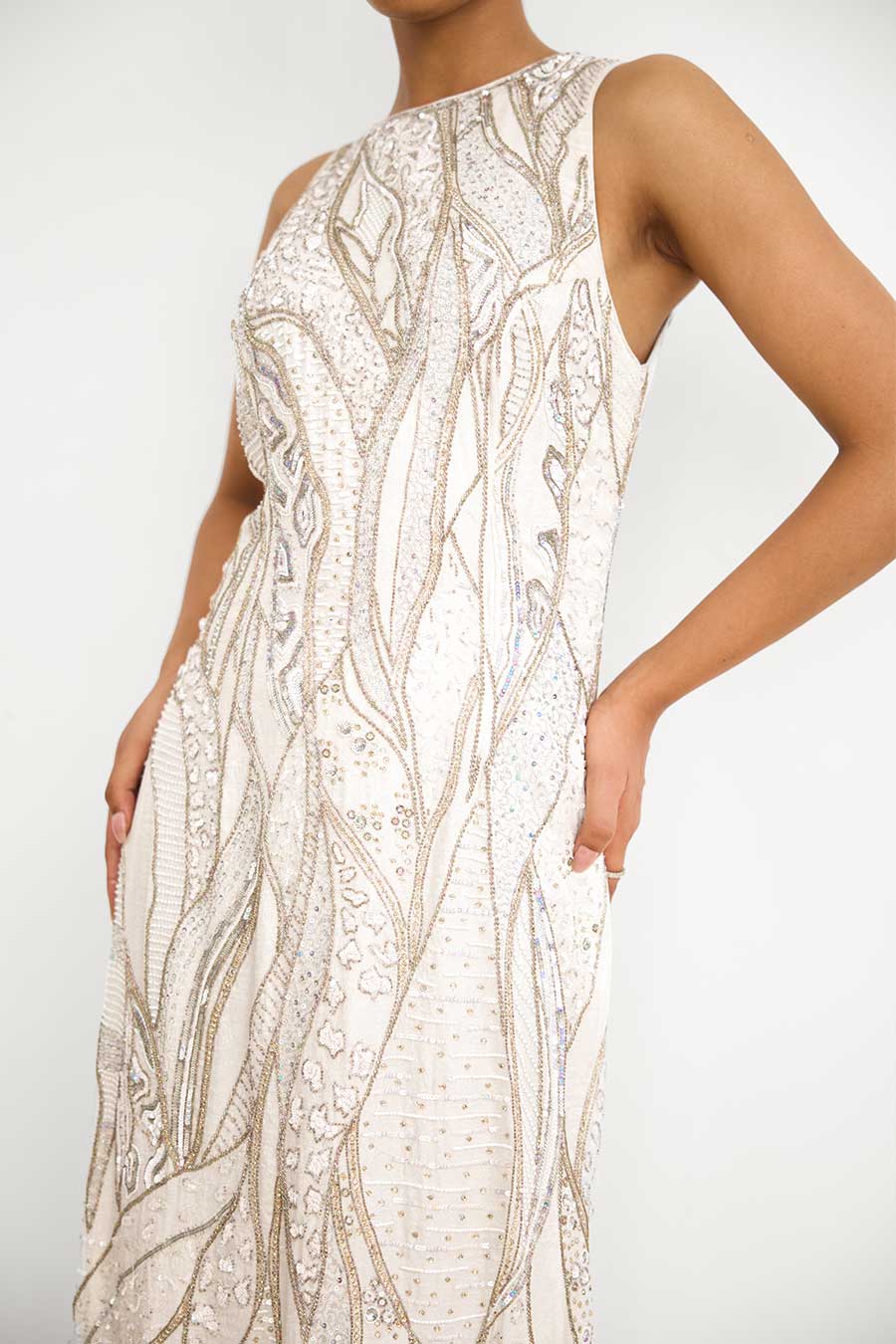 Ivory Gold Frost Embellished Gown