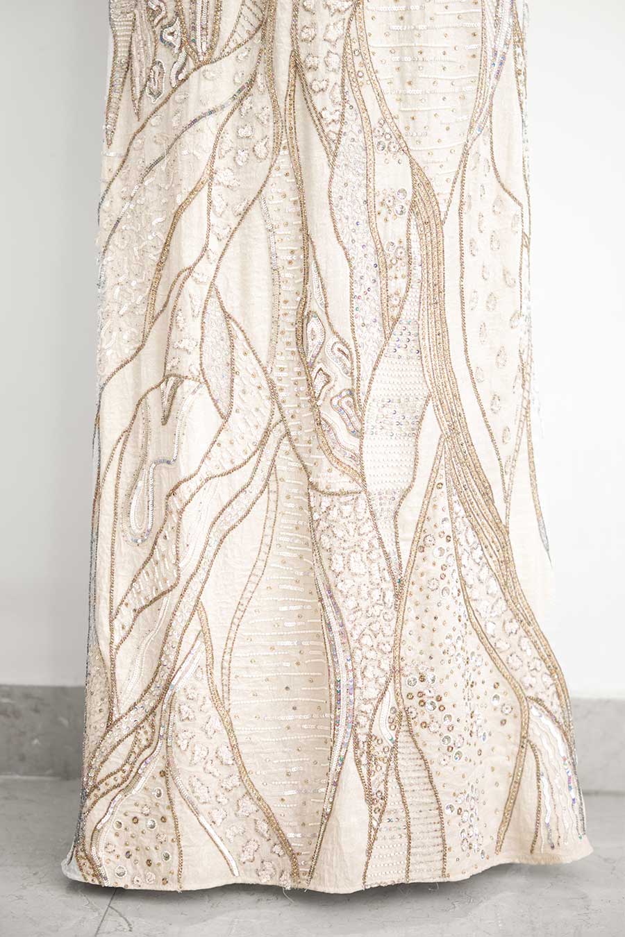Ivory Gold Frost Embellished Gown