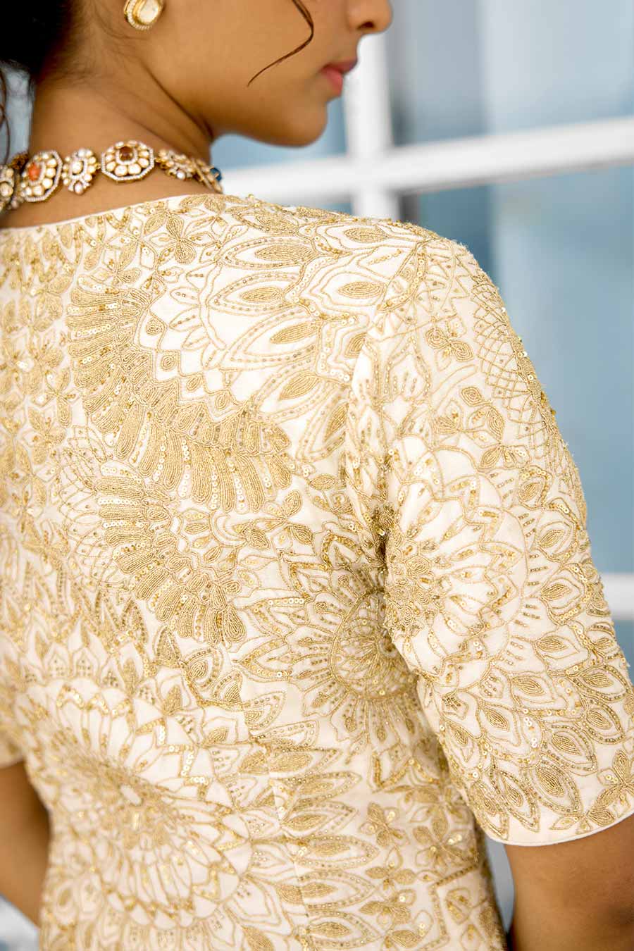 Ivory Gold Sun Ray Embellished Sharara Set