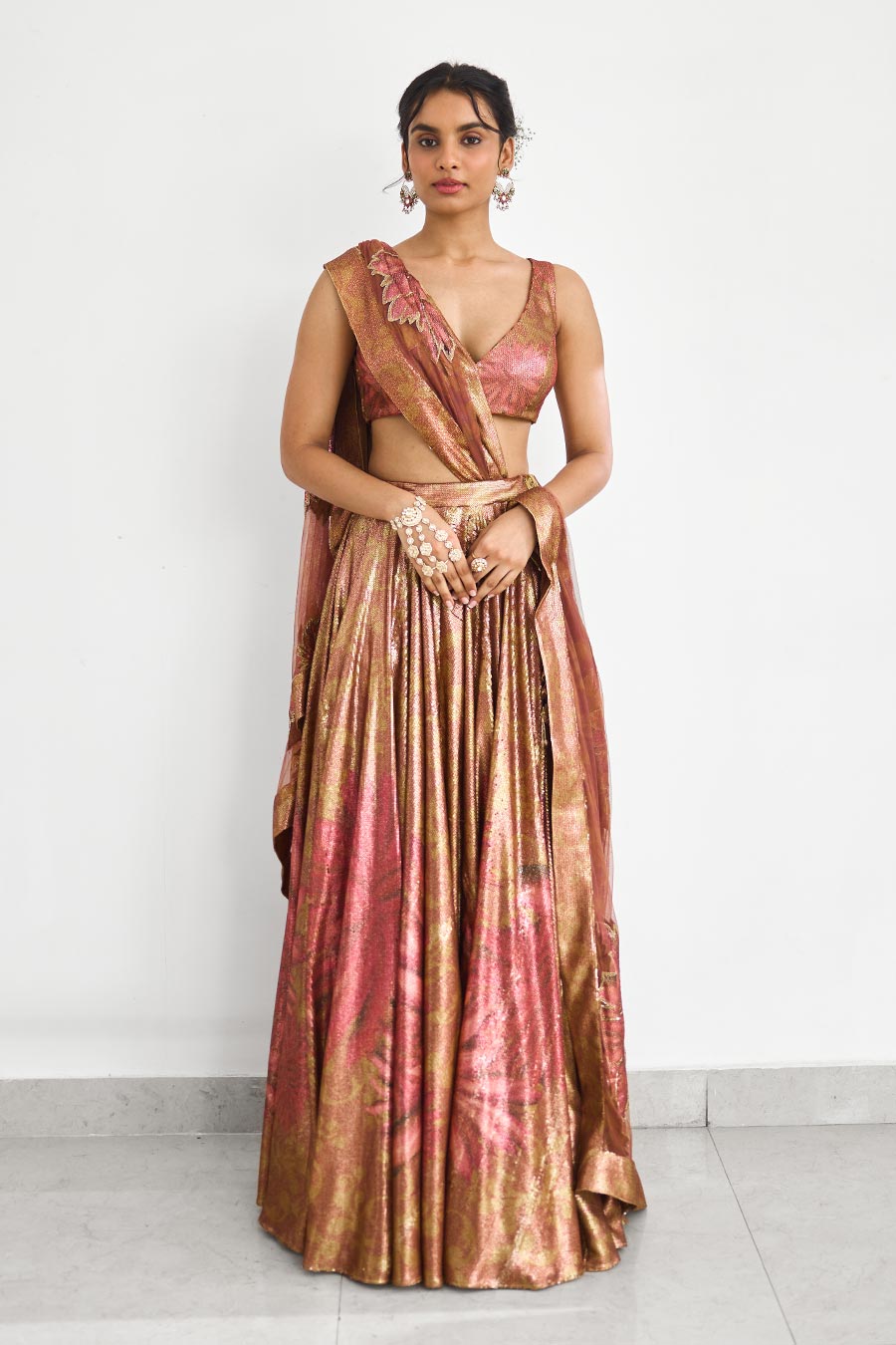 Gold Carnival Sprinkle Sequin Embellished Lehenga Set