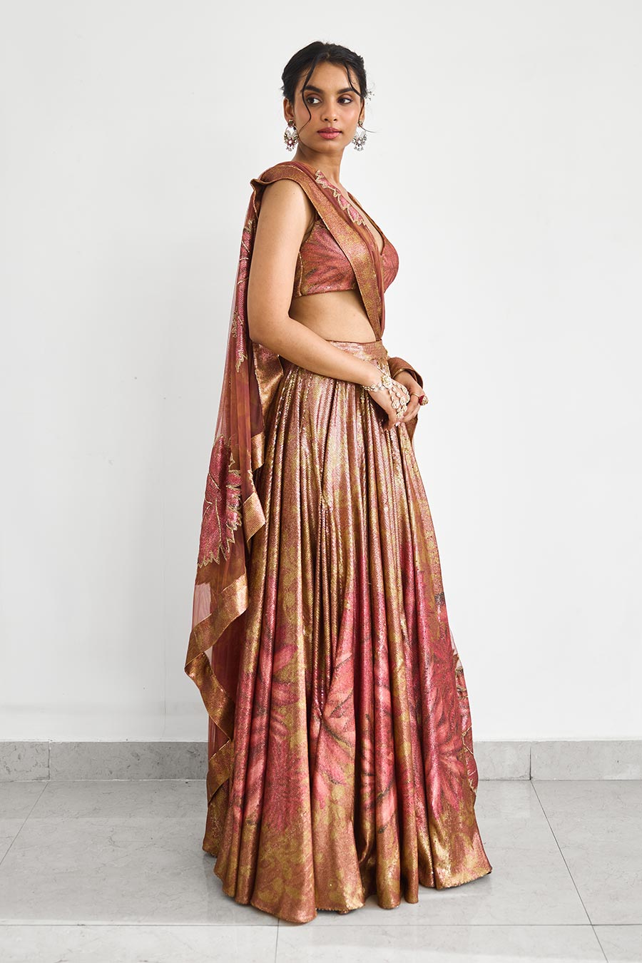 Gold Carnival Sprinkle Sequin Embellished Lehenga Set