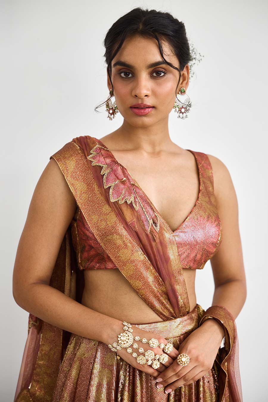 Gold Carnival Sprinkle Sequin Embellished Lehenga Set