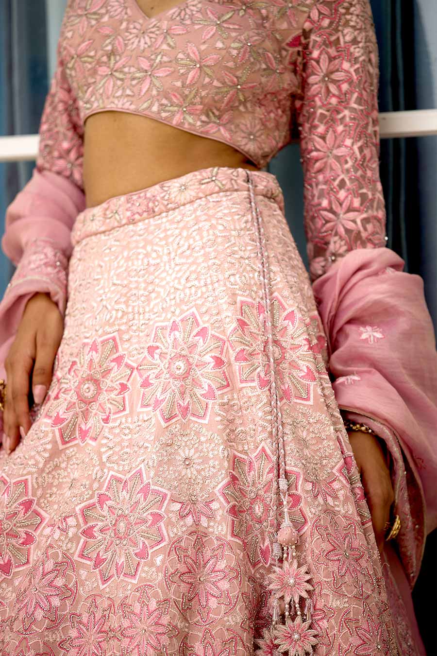 Pink Blush Blossom Embellished Lehenga Set