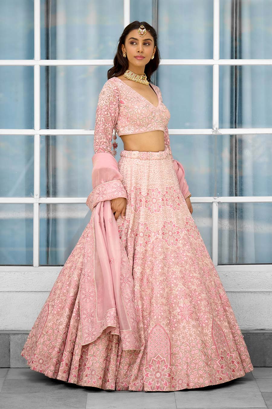 Pink Blush Blossom Embellished Lehenga Set