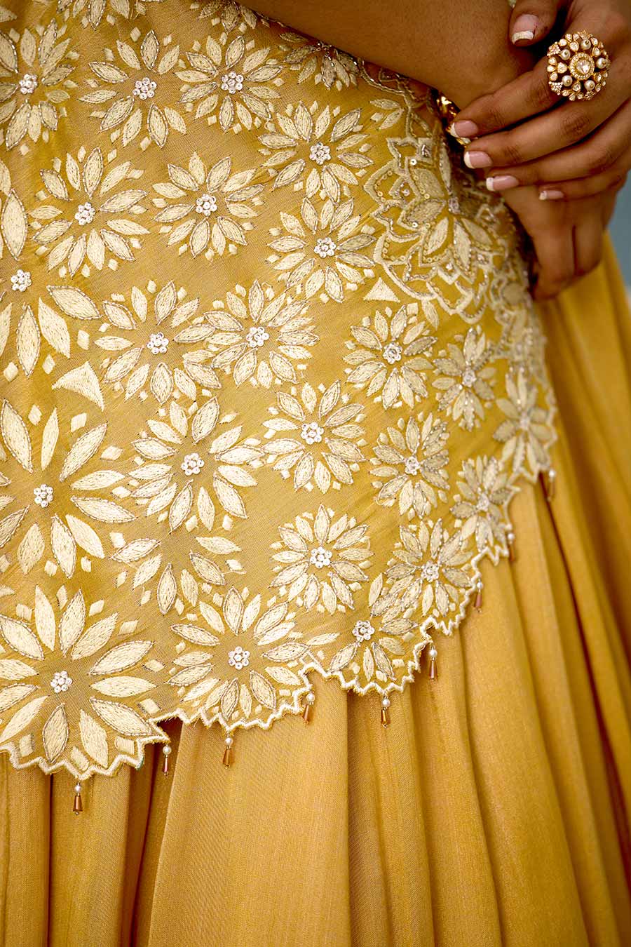 Yellow Marigold Muse Embellished Saree Lehenga Set