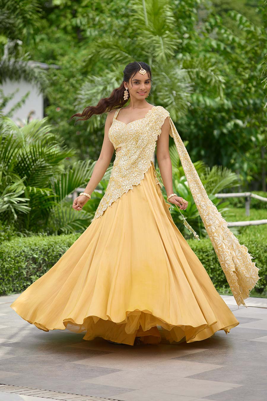 Yellow Marigold Muse Embellished Saree Lehenga Set