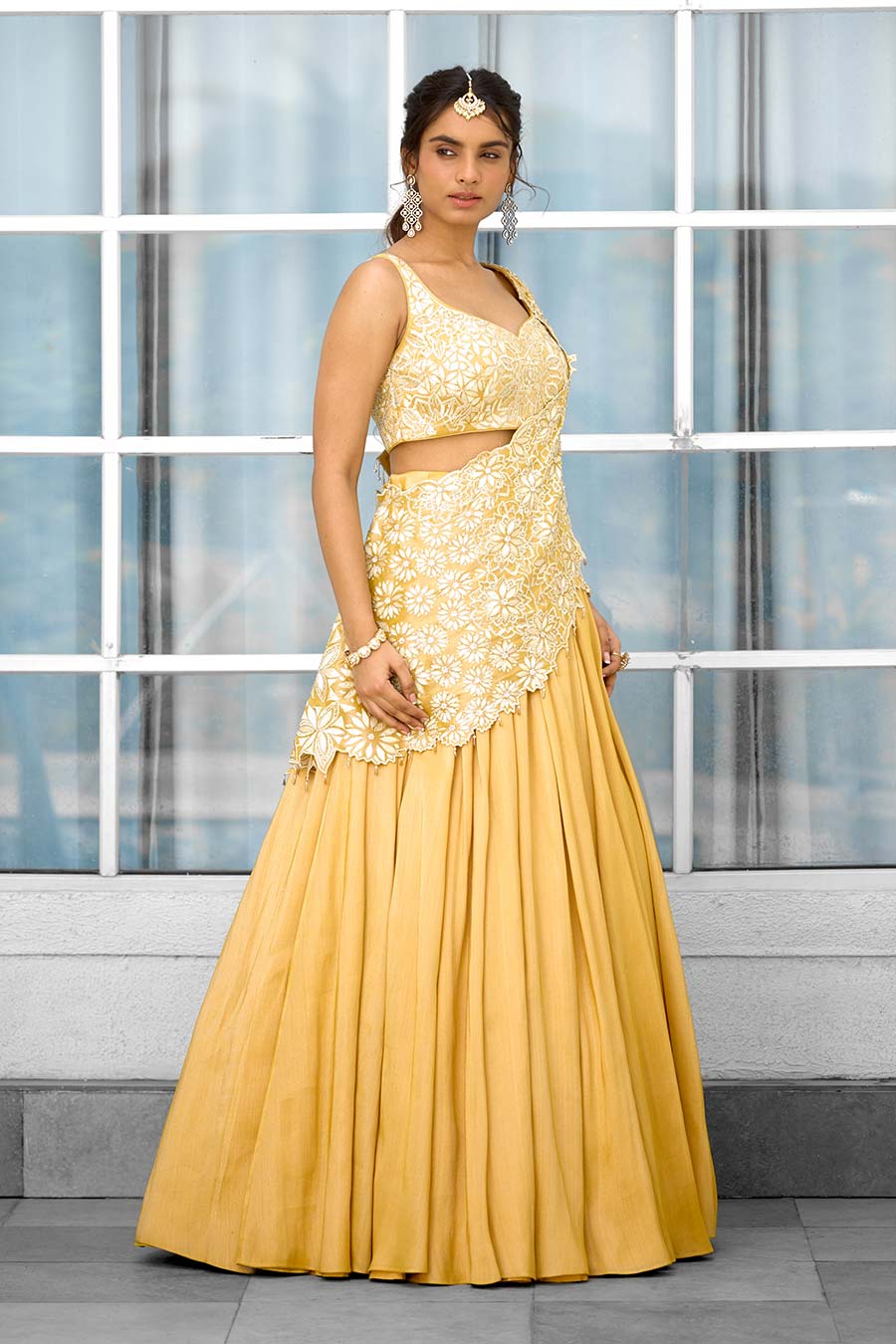 Yellow Marigold Muse Embellished Saree Lehenga Set