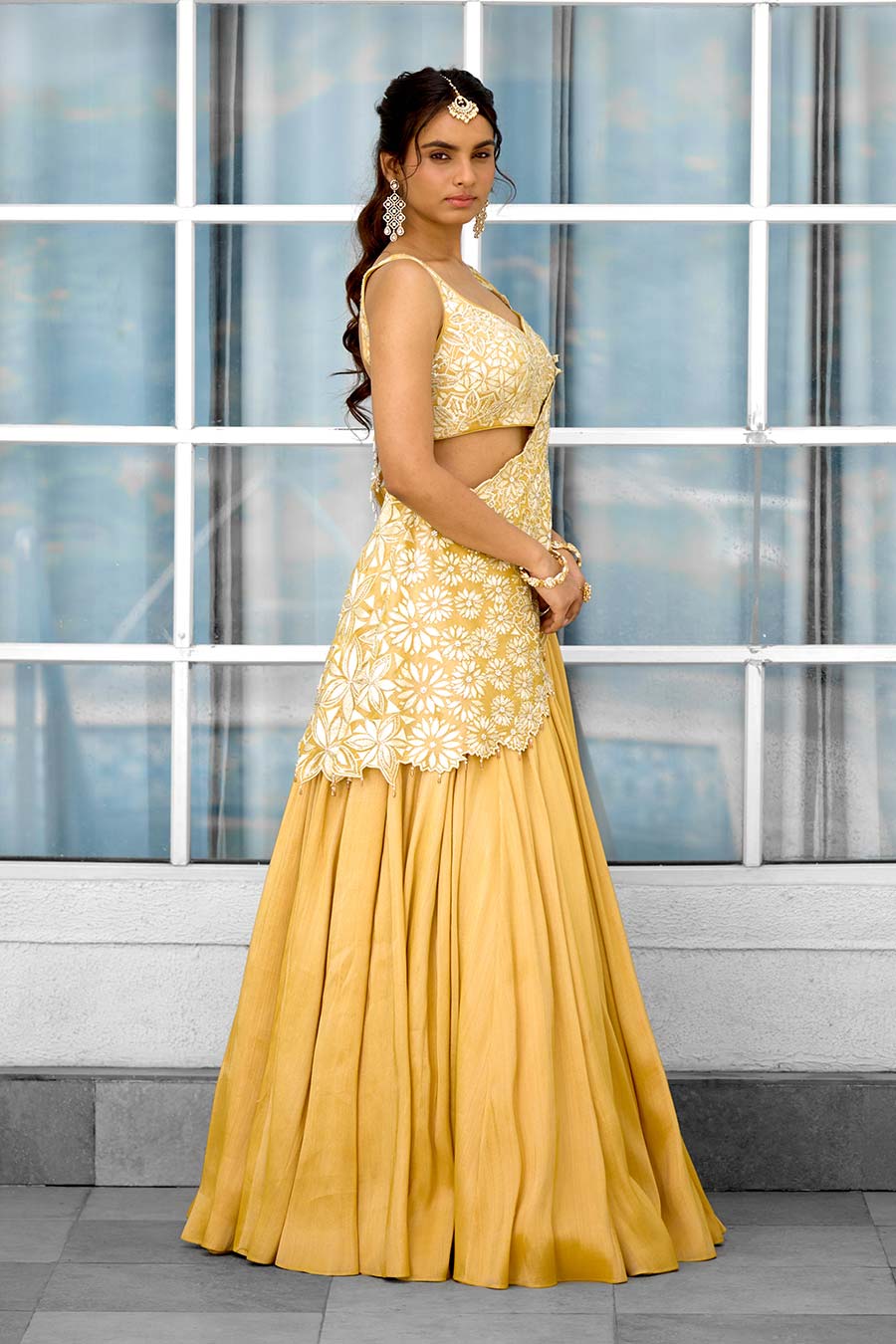 Yellow Marigold Muse Embellished Saree Lehenga Set