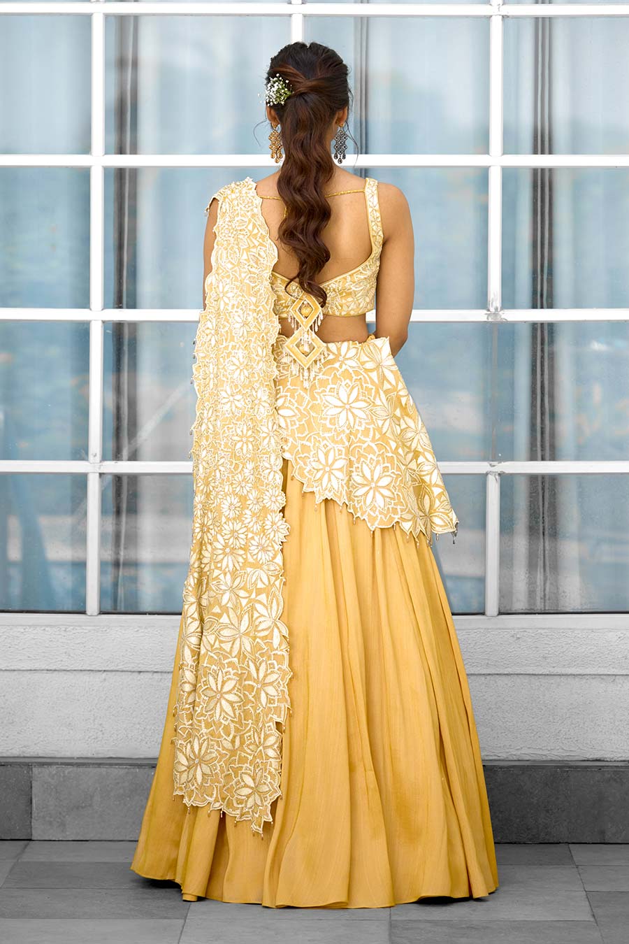 Yellow Marigold Muse Embellished Saree Lehenga Set
