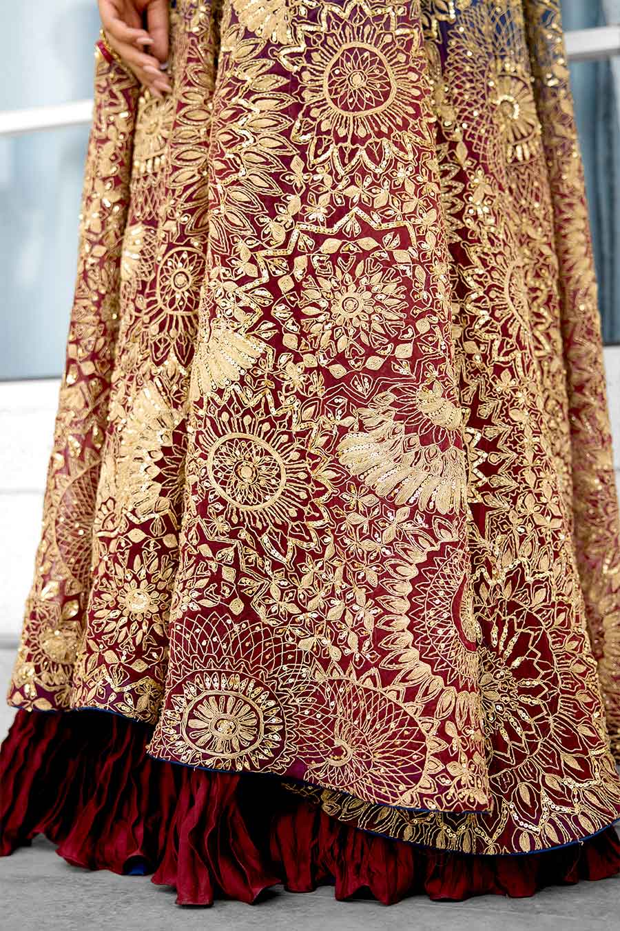Scarlet Desire Embellished Lehenga Set With Cape