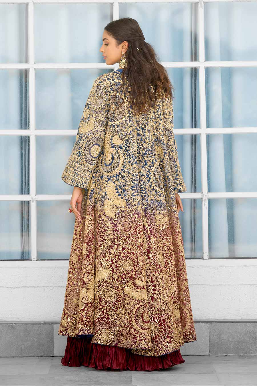 Scarlet Desire Embellished Lehenga Set With Cape