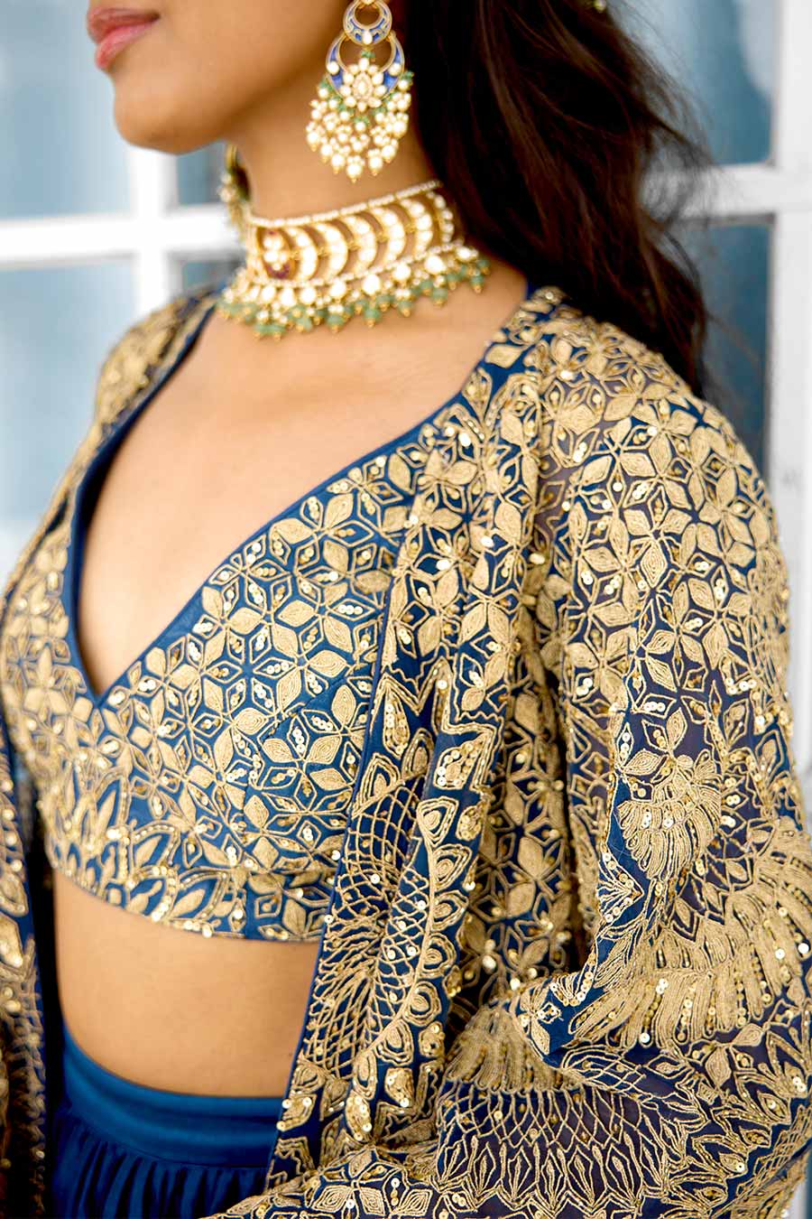 Scarlet Desire Embellished Lehenga Set With Cape