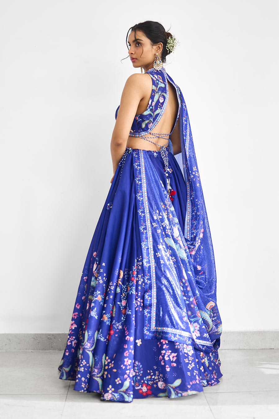 Blue Peacock Garden Embellished Lehenga Set