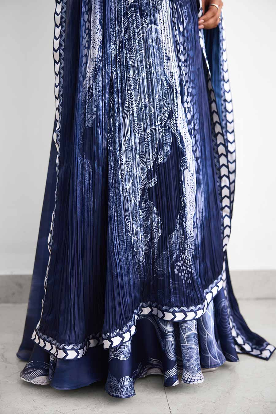 Blue Swirl Embellished Corset Lehenga Set