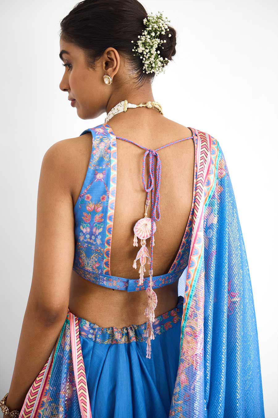 Blue Haze Embellished Chanderi Lehenga Set