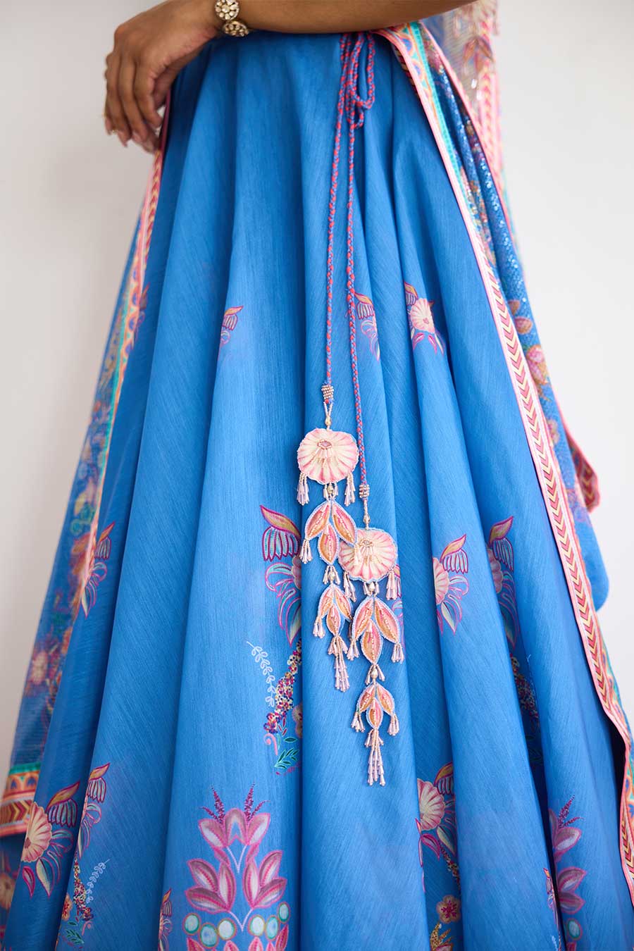 Blue Haze Embellished Chanderi Lehenga Set