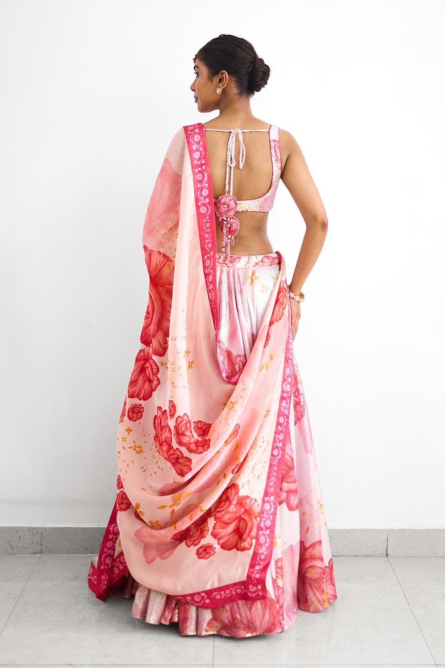 Pink Blush Bloom Sequin Embellished Lehenga Set