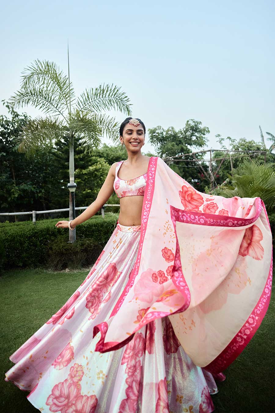 Pink Blush Bloom Sequin Embellished Lehenga Set