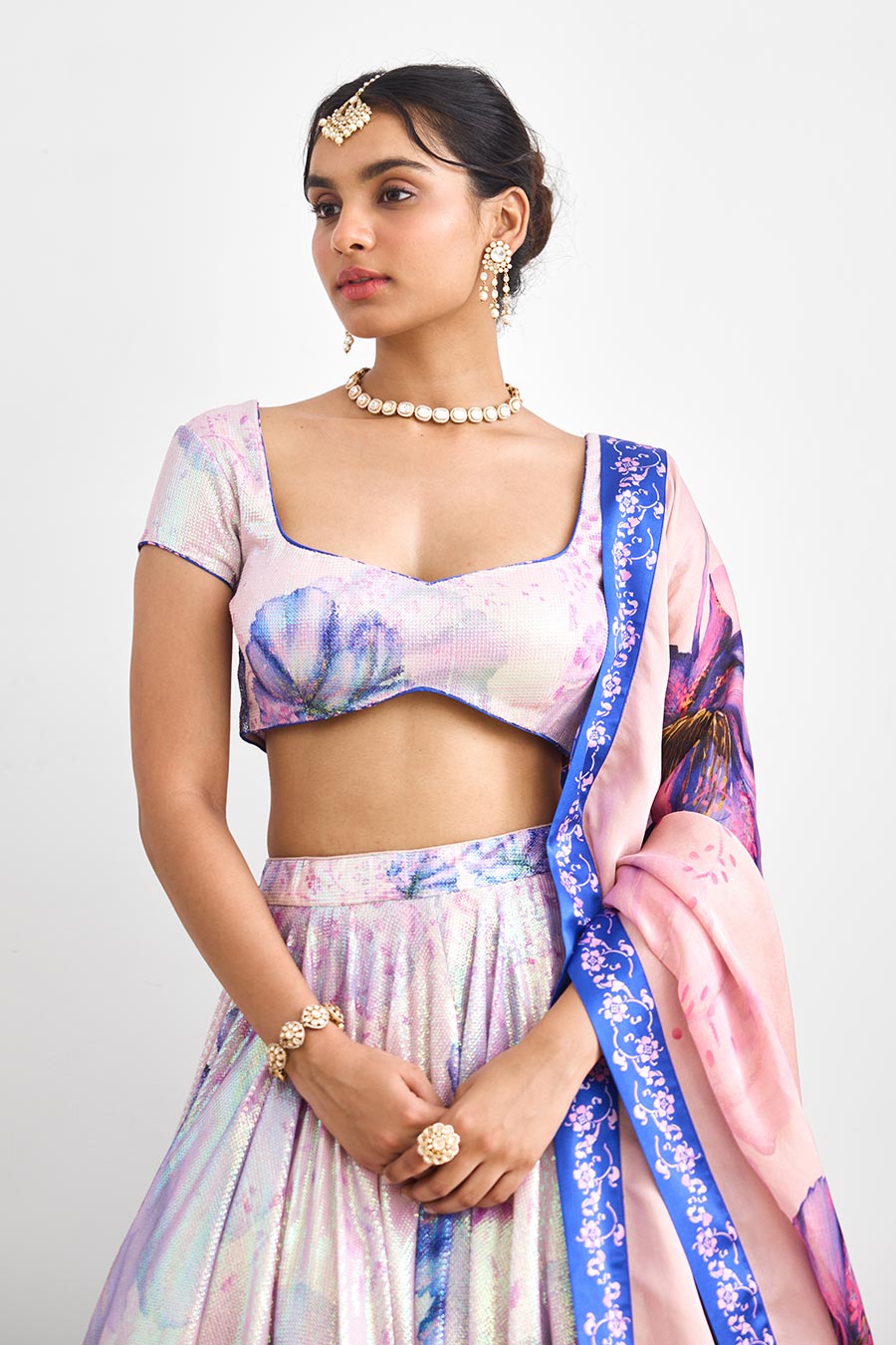 Lavender Twilight Sequin Embellished Lehenga Set