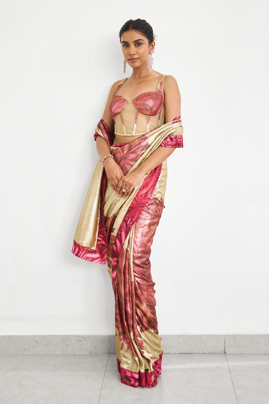 Golden Hour Sequin Embellished Saree Set