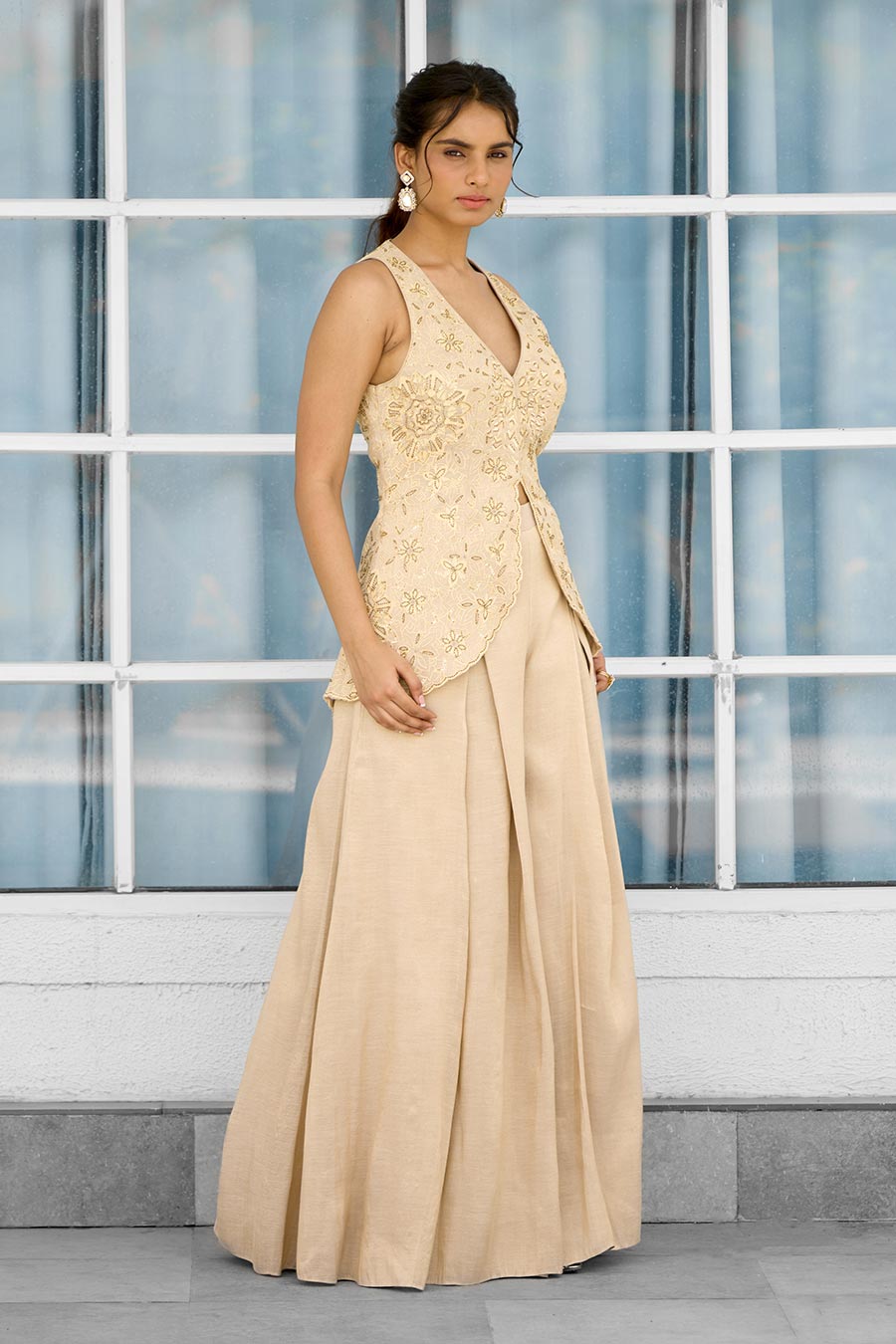 Gold Lime Light Embellished Co-Ord Set
