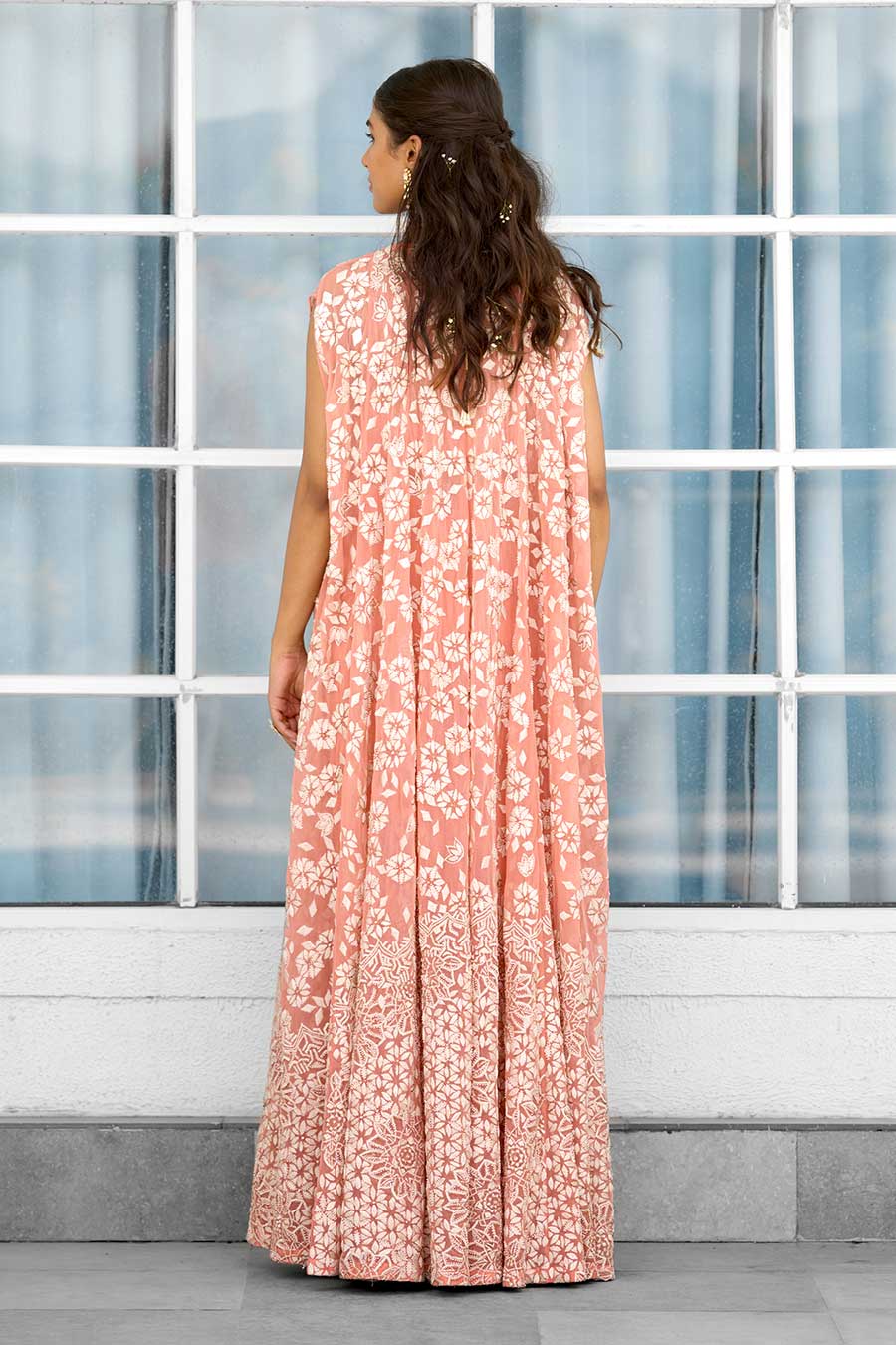 Peach Petal Dust Embellished Dhoti Set With Cape