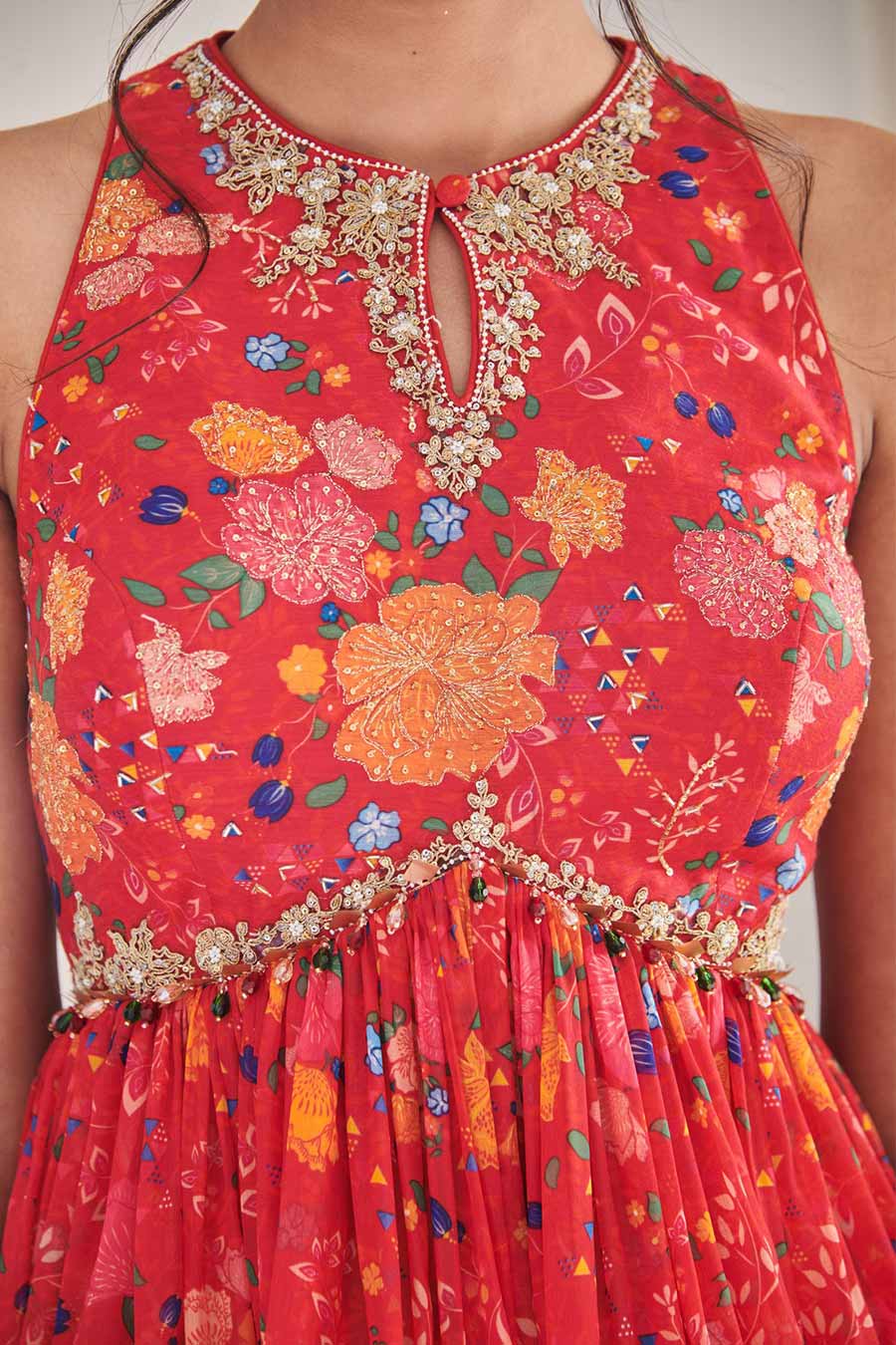 Red Ritu Printed Kurta & Dhoti Set