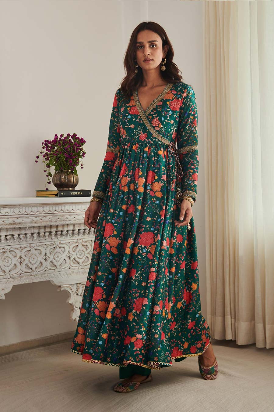 Green Kangann Printed Anarkali & Pant Set