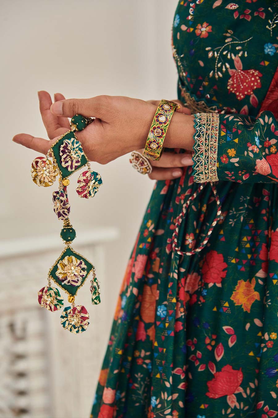 Green Kangann Printed Anarkali & Pant Set