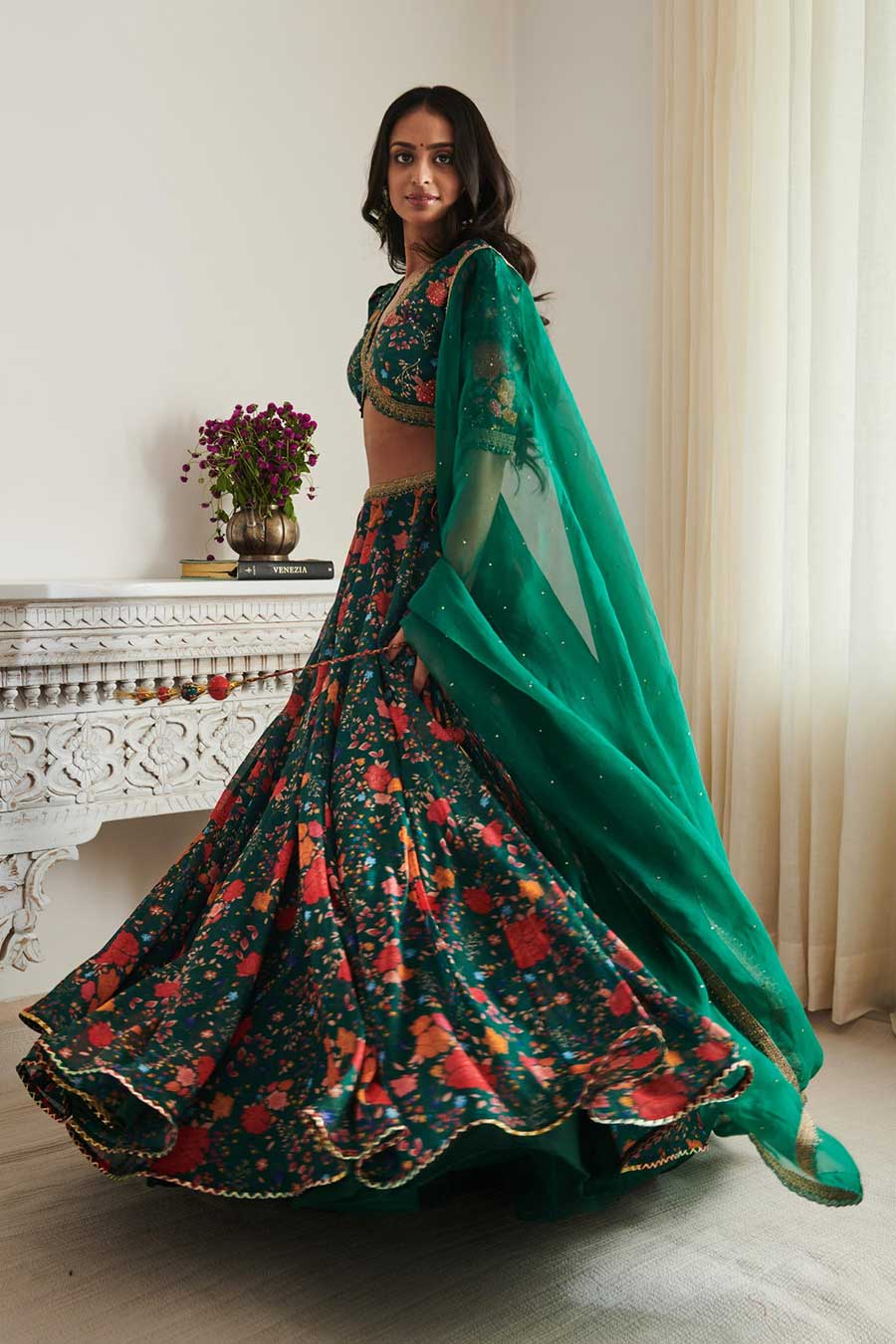 Green Navyovna Printed Lehenga Set