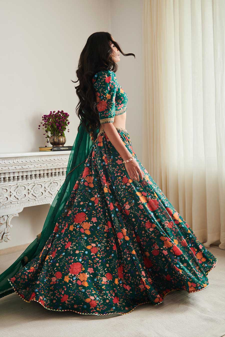 Green Navyovna Printed Lehenga Set