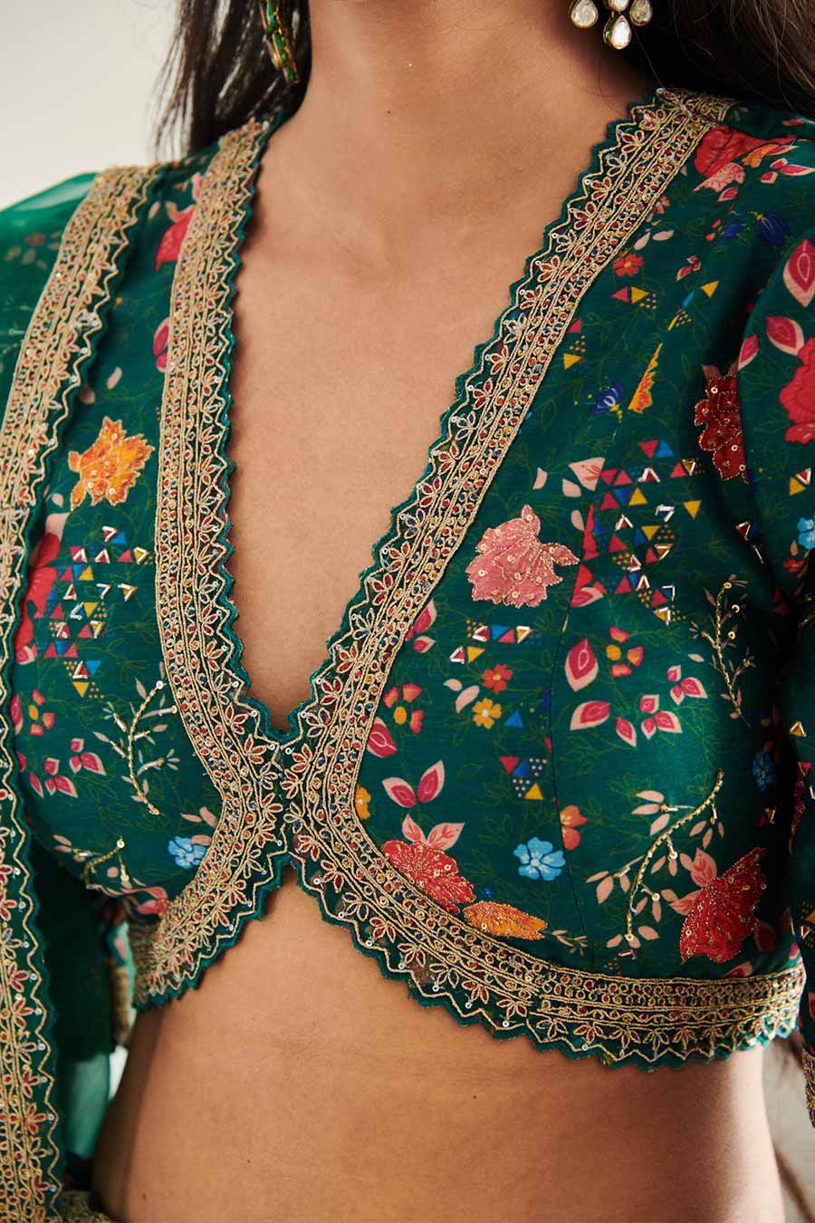 Green Navyovna Printed Lehenga Set