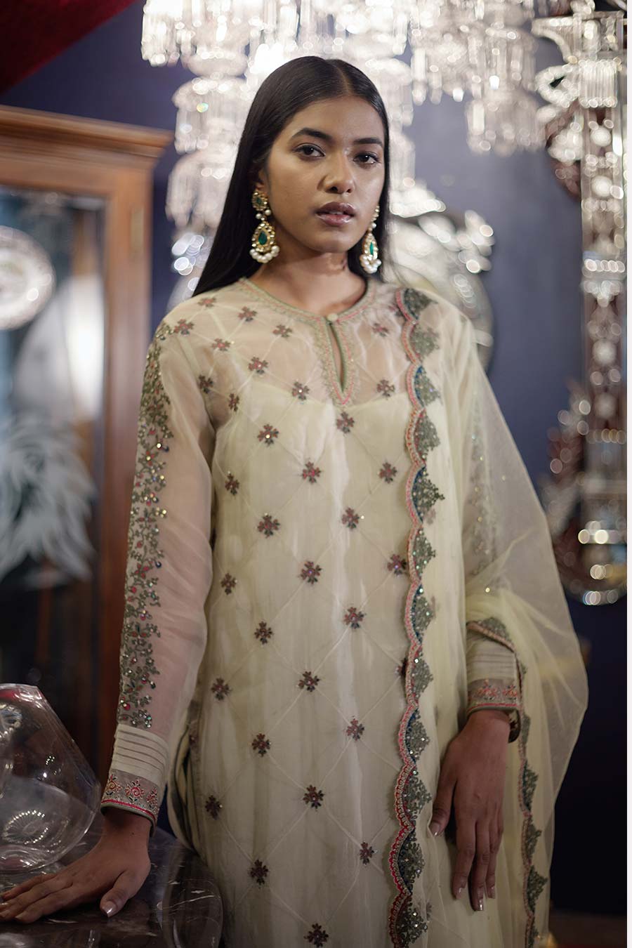 Sage Green Prisha Embroidered Kurta Set