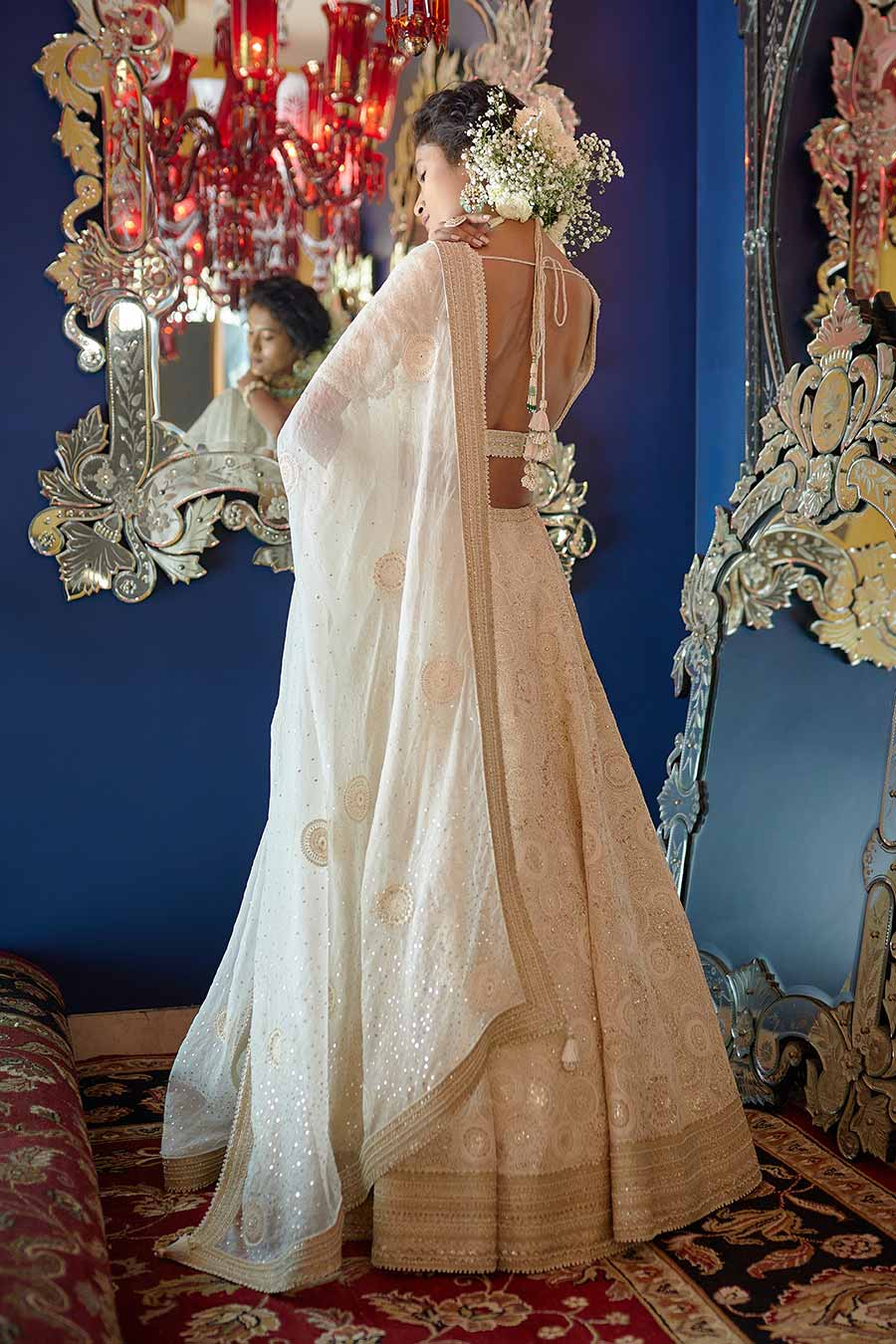 Pearl White Chand Embroidered Lehenga Set