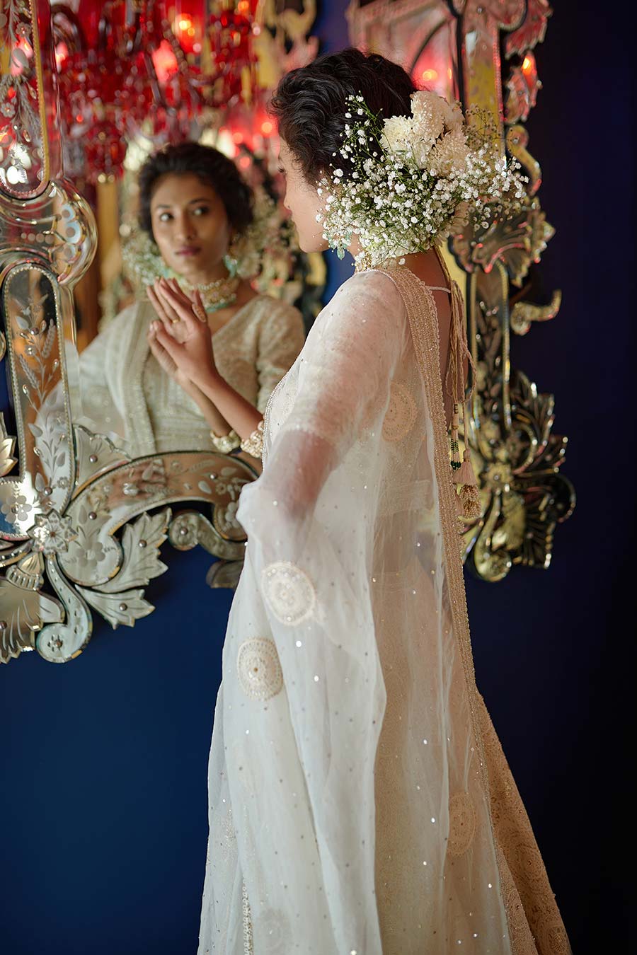 Pearl White Chand Embroidered Lehenga Set