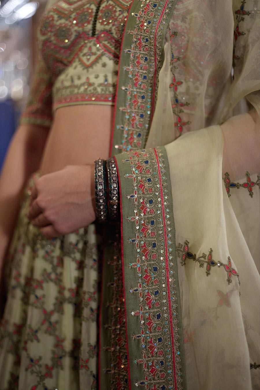 Sage Green Ishya Embroidered Lehenga Set