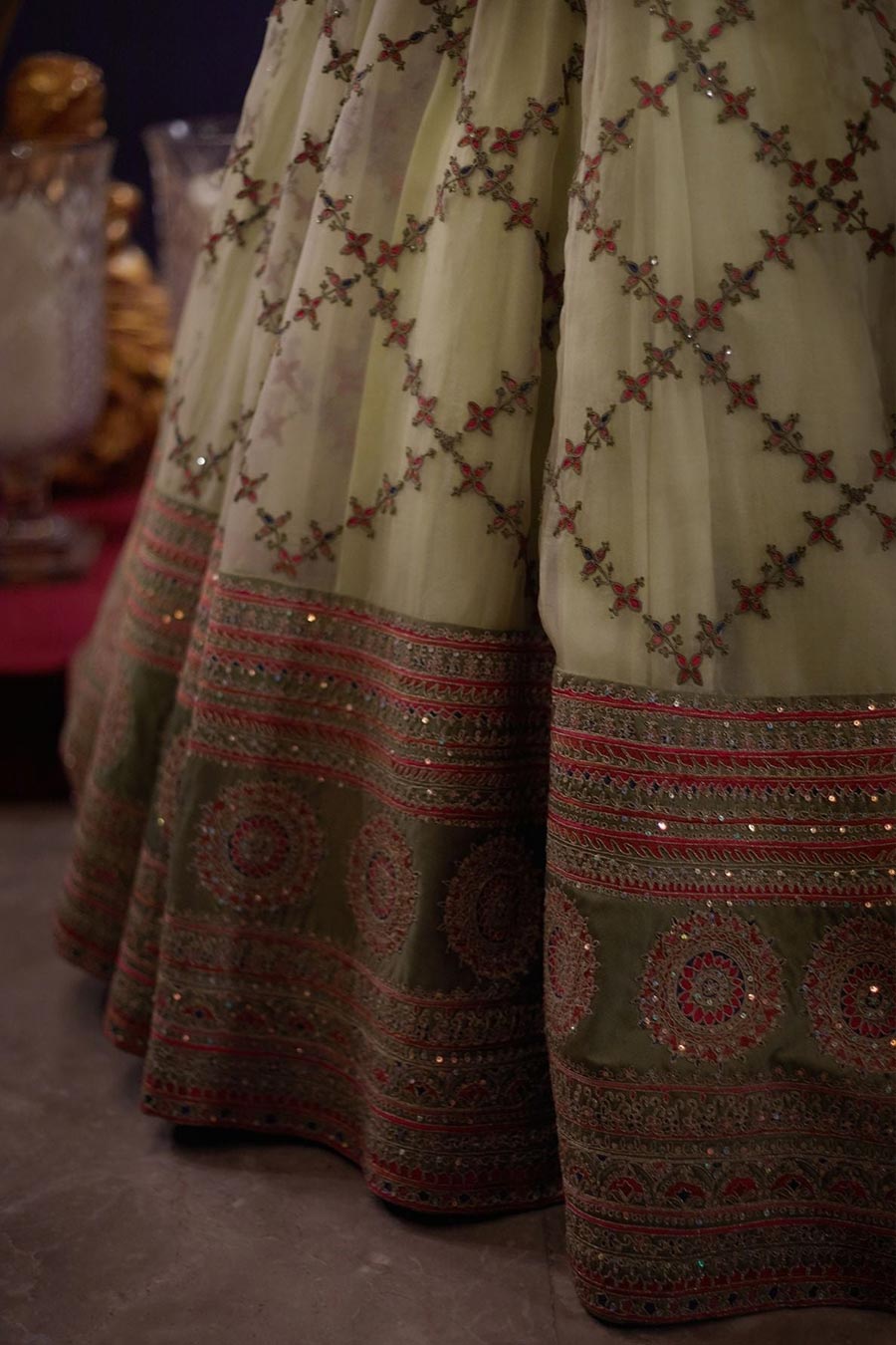 Sage Green Ishya Embroidered Lehenga Set
