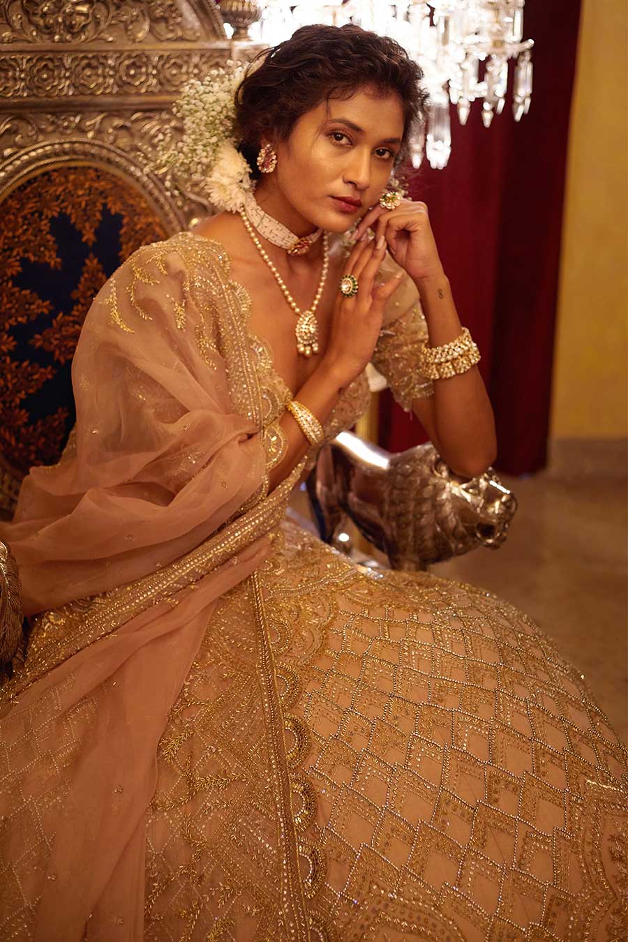 Gold Swarn Embroidered Lehenga Set