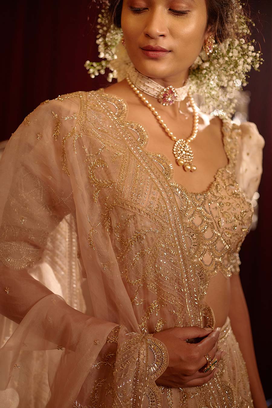 Gold Swarn Embroidered Lehenga Set